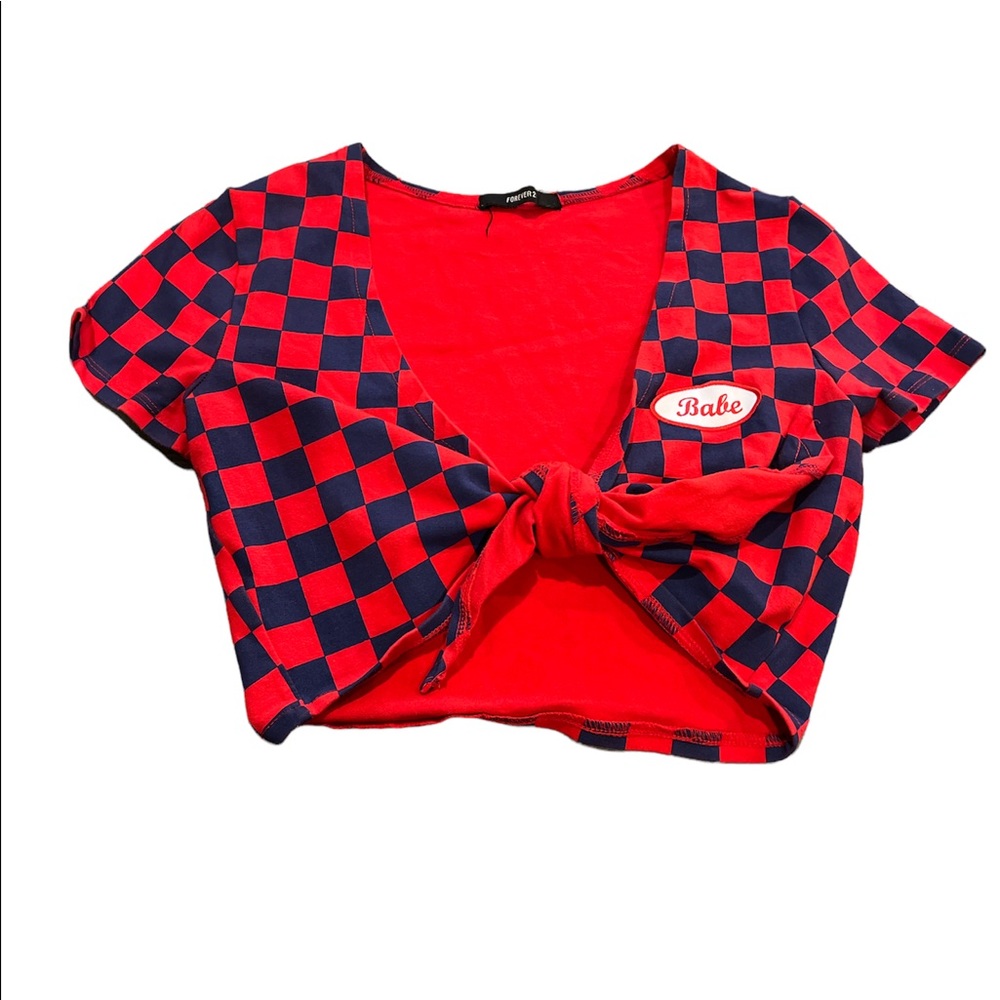 checkered babe‎ top